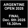 Watch here the final of the Argentine Open 2024 on Saturday December 7th 2024 at 16.30hrs Buenos Aires local time.